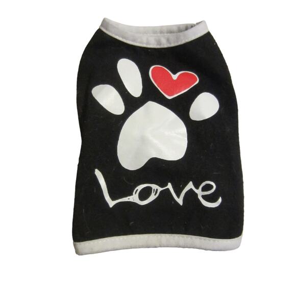 Black Paw Print Heart LOVE Dog Shirt XS Cotton Pet Tee - Picture 2 of 5